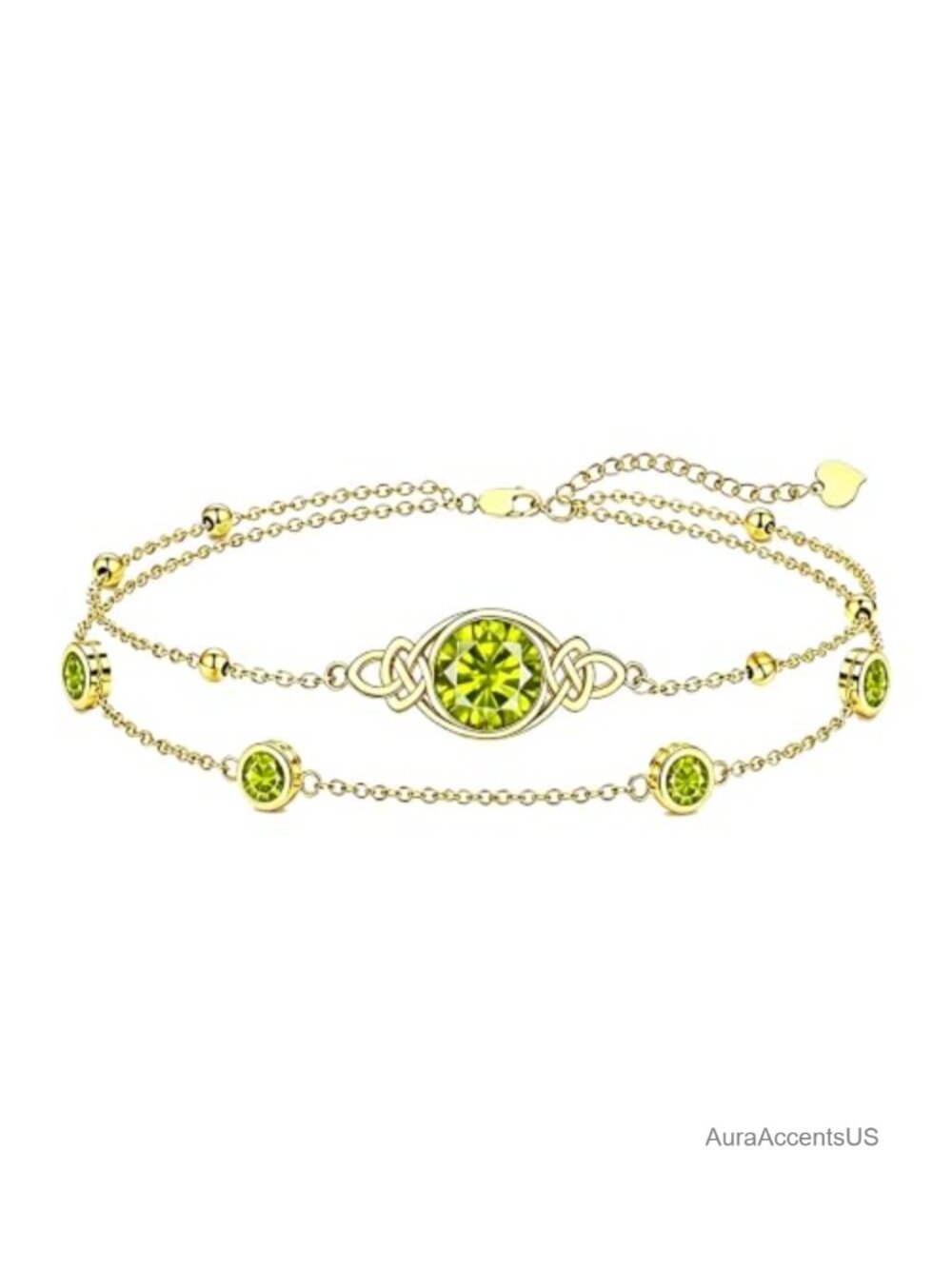 18K Gold Irish Infinity Celtic Knot Birthstone Anklet Bracelet for Women Mom
